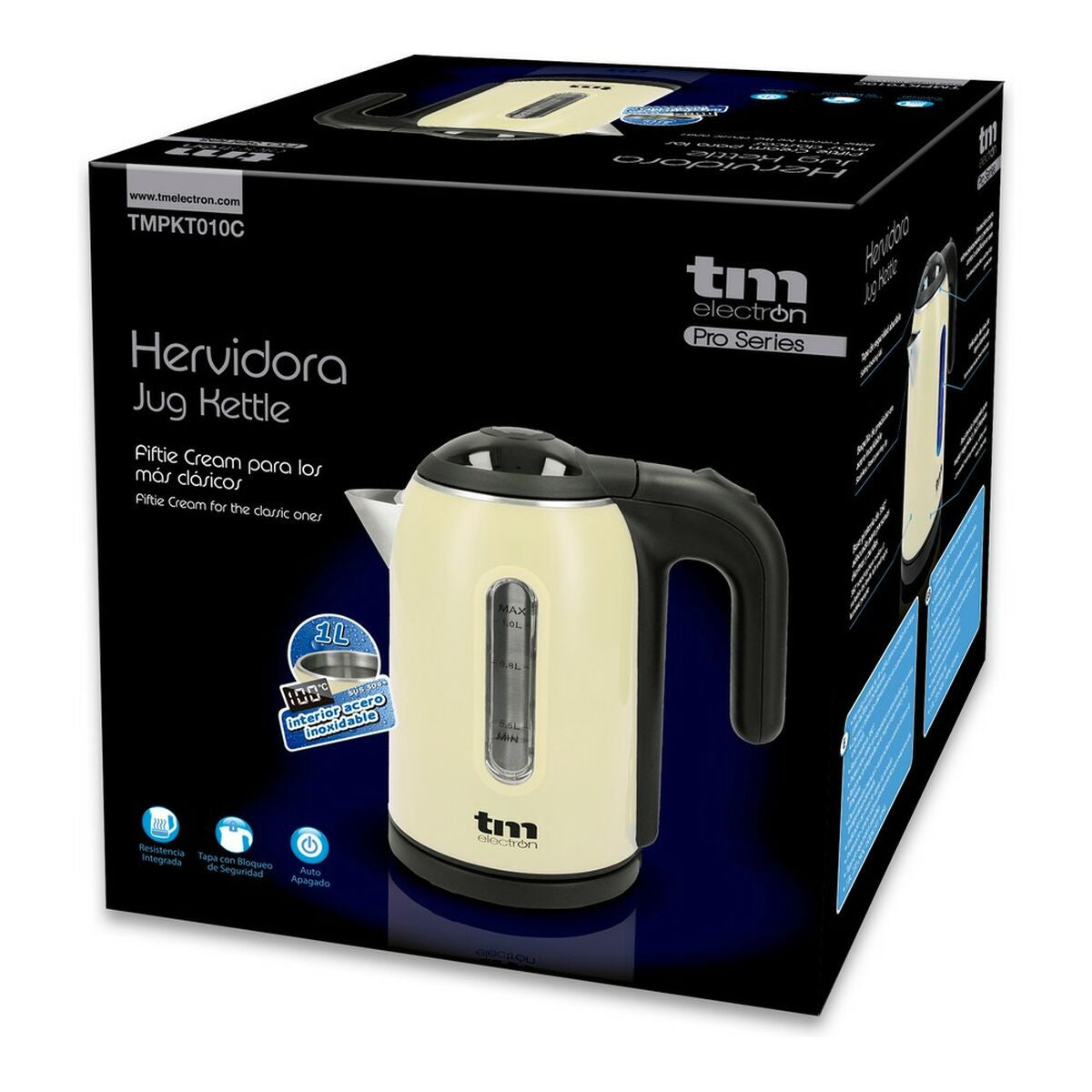 Electric Kettle with LED Light TM Electron Stainless steel Cream-2
