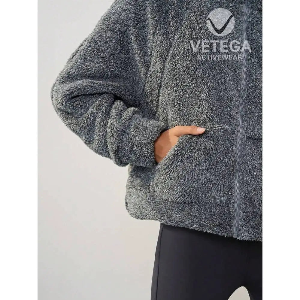vetega Long sleeve teddy coat, zipper, warm coat