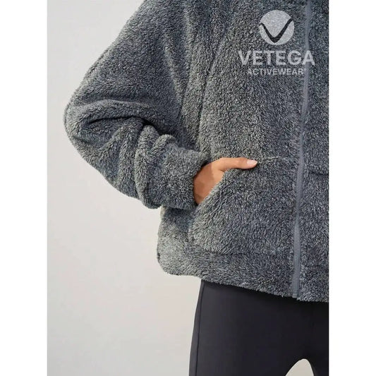 vetega Long sleeve teddy coat, zipper, warm coat