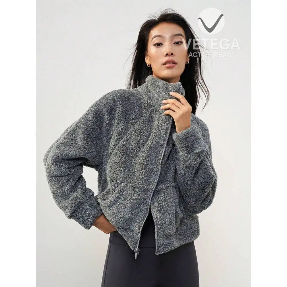 vetega Long sleeve teddy coat, zipper, warm coat