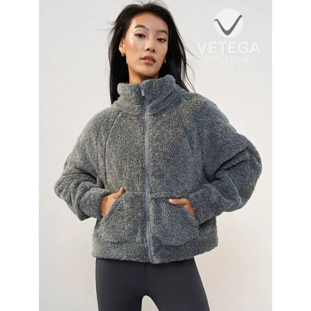 vetega Long sleeve teddy coat, zipper, warm coat