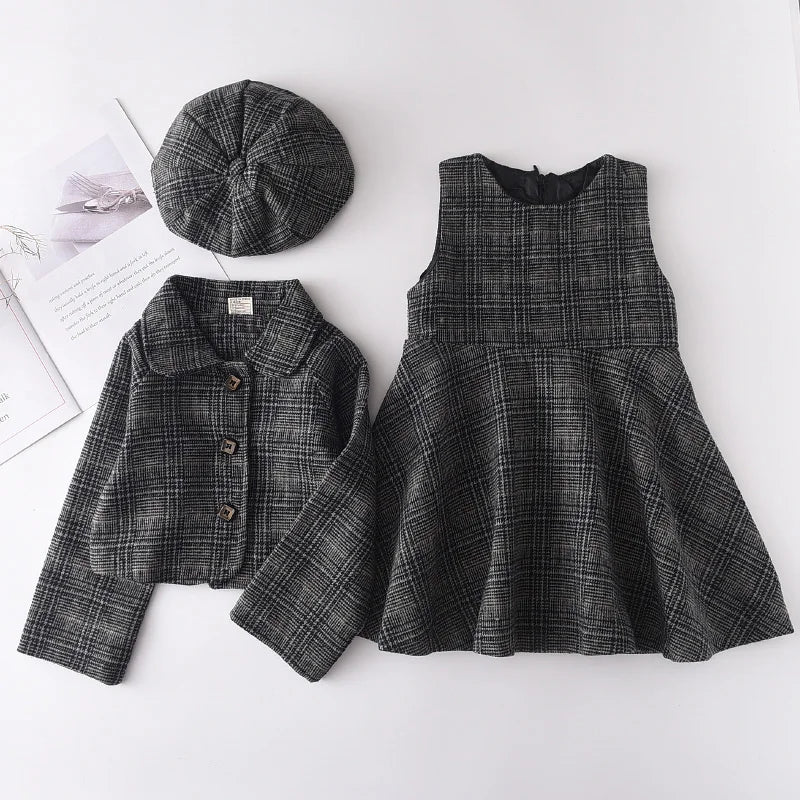 Bear Leader Fashion Kids Girls Princess 2pcs Clothes Set Autumn Winter Children Coat Outwear+Skirts Vintage Outfits Suit 2-12Y
