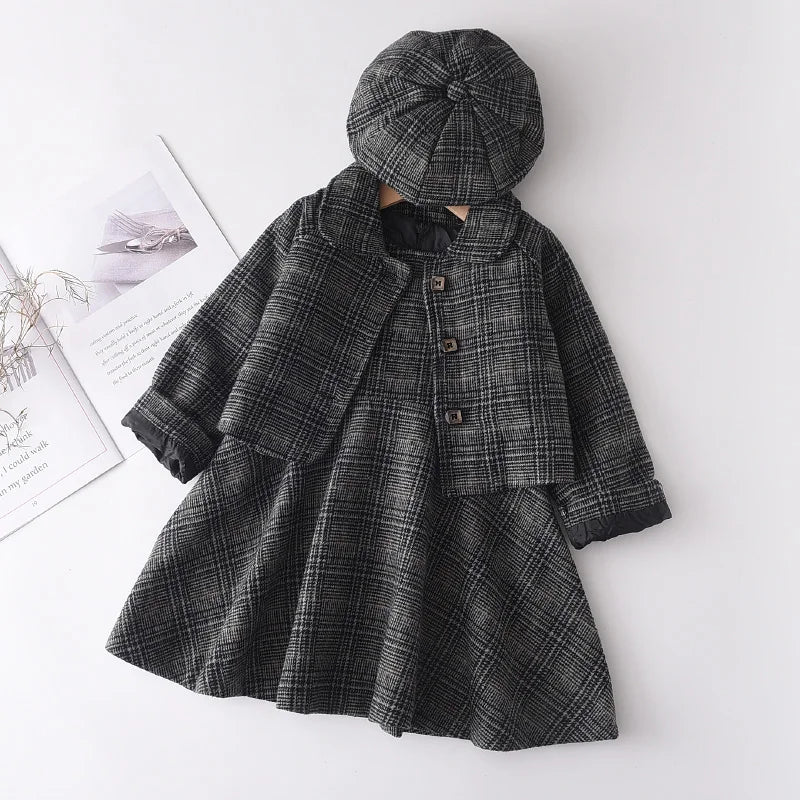 Bear Leader Fashion Kids Girls Princess 2pcs Clothes Set Autumn Winter Children Coat Outwear+Skirts Vintage Outfits Suit 2-12Y