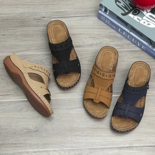 Wedges Solid Color Slippers for Women New Fashion Casual Shoes Beach Slippers Plus Size 43 Thick Sole Outdoor Footwear Adults