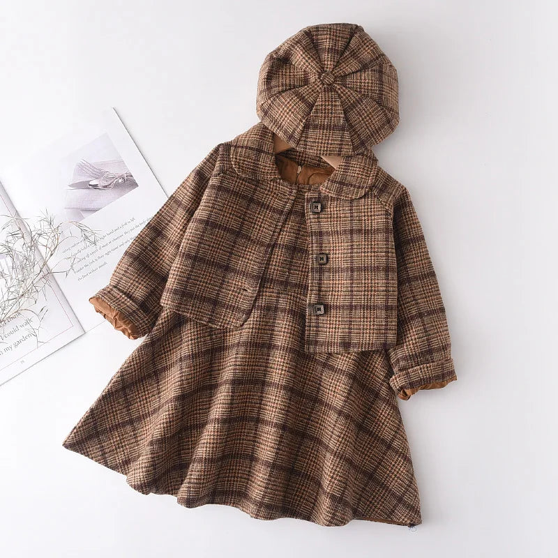 Bear Leader Fashion Kids Girls Princess 2pcs Clothes Set Autumn Winter Children Coat Outwear+Skirts Vintage Outfits Suit 2-12Y