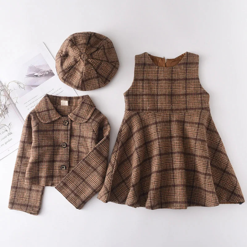 Bear Leader Fashion Kids Girls Princess 2pcs Clothes Set Autumn Winter Children Coat Outwear+Skirts Vintage Outfits Suit 2-12Y