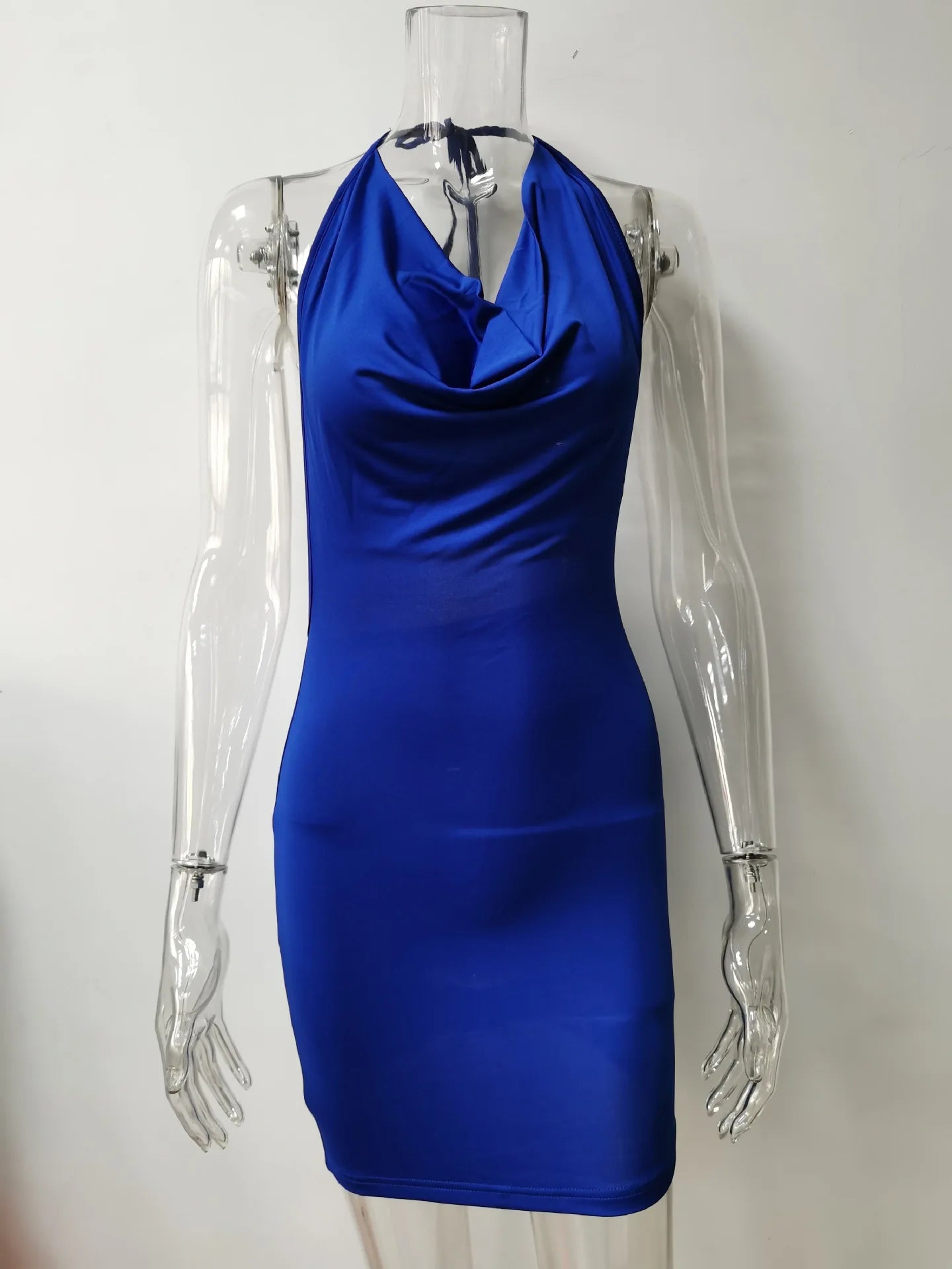 Sexy Mini Dress Lace Up Strap Pure Silod Party Club Elegant Y2K Hang Neck Hollow Backless Straples V Neck Elegant Evening Dresse