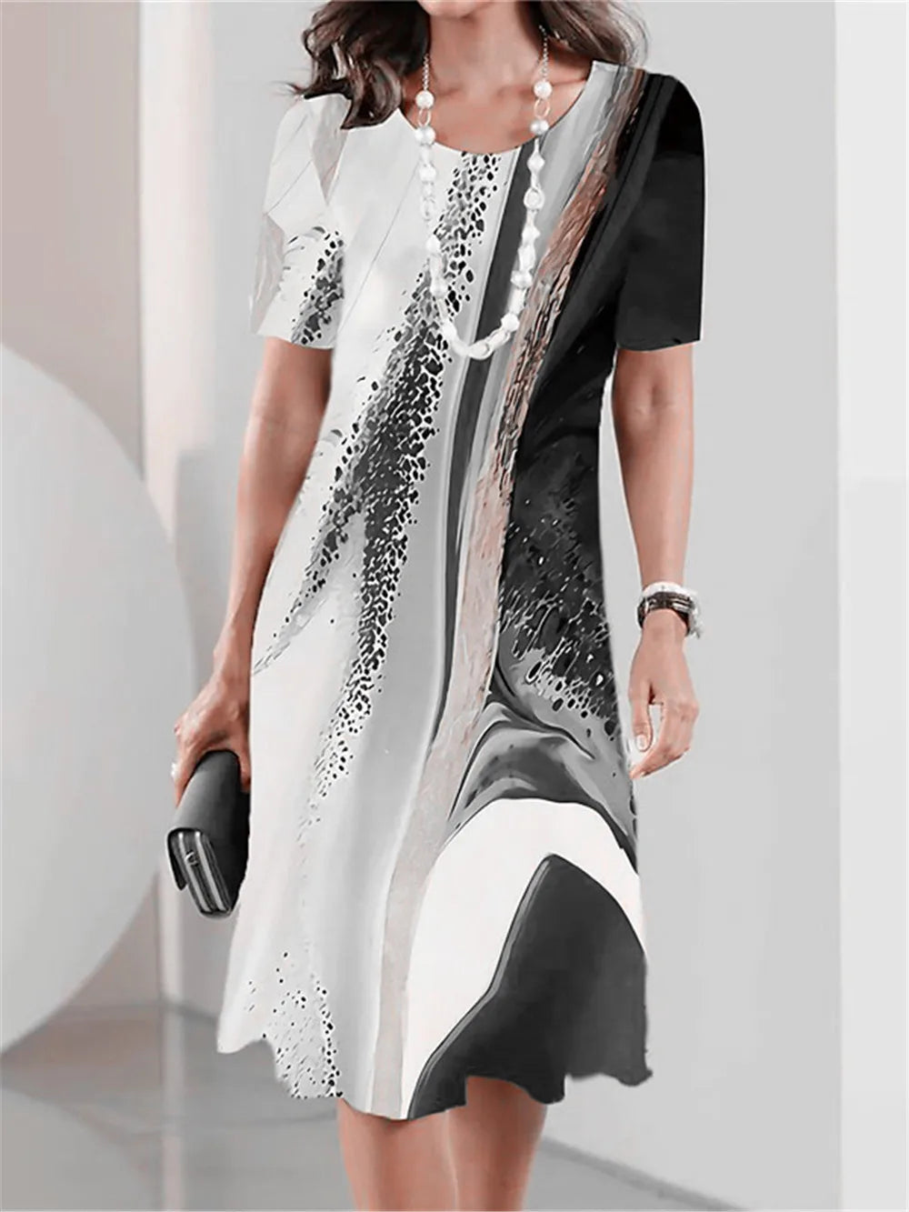 Elegant Fashion Tie-dye Style Women Mini Dress Short Sleeve 3D Printed Gradient Street Ladies Dress 3XL Plus Size Casual Dress