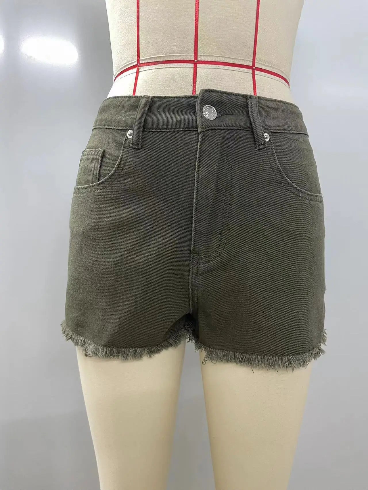 Shorts Women Jeans 2025 Summer Streetwear Embroidery Short Pants Rivet Skinny Mid Waist Distressed Washed Straight Denims