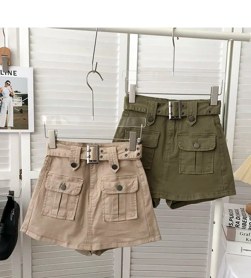 Cargo Mini Denim Skirts Women Multi Pockets Streetwear Personal Cool Teens Youth European Hipsters High Waisted Designer Skirt