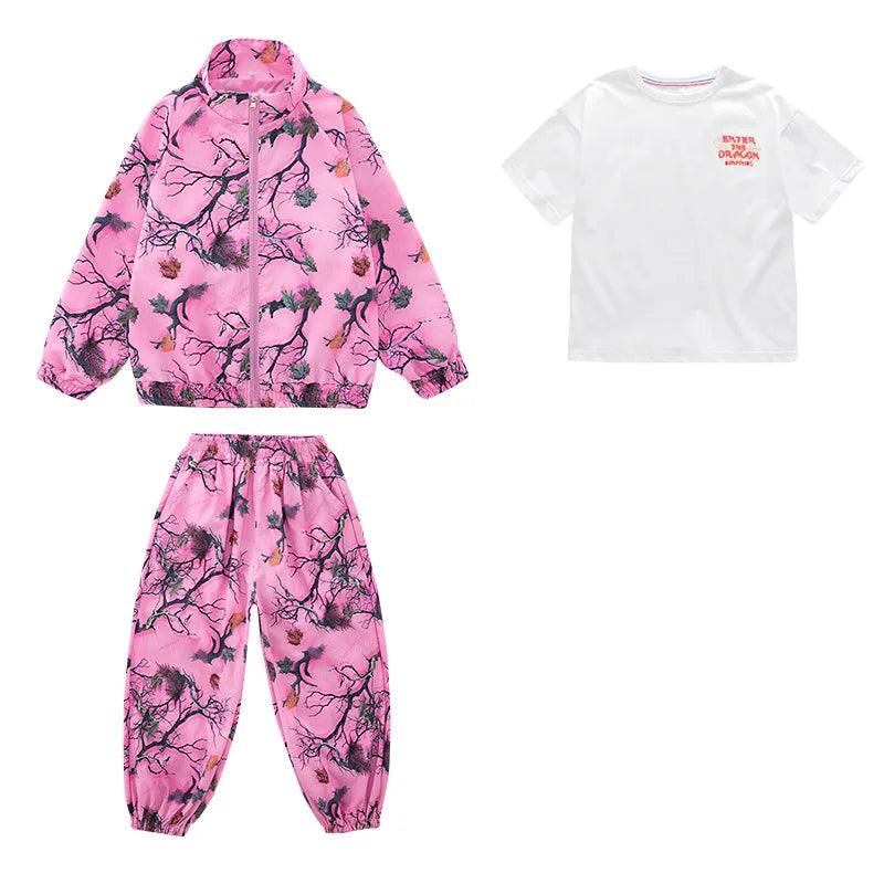School Teens Boys Dance Performance Outfits Set Fashion Printing Group Catwalk Costumes 6 To 16 Years Girls Clothes Casual Suits