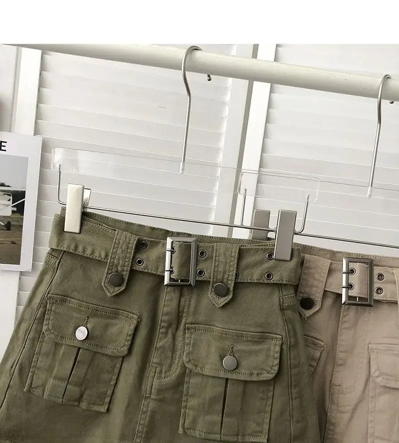 Women Mini Denim Skirts Multi Pockets Streetwear Personal Cool Ladies High Waisted A-line Wrap-around Skirt Cargo Skirt 2025 New