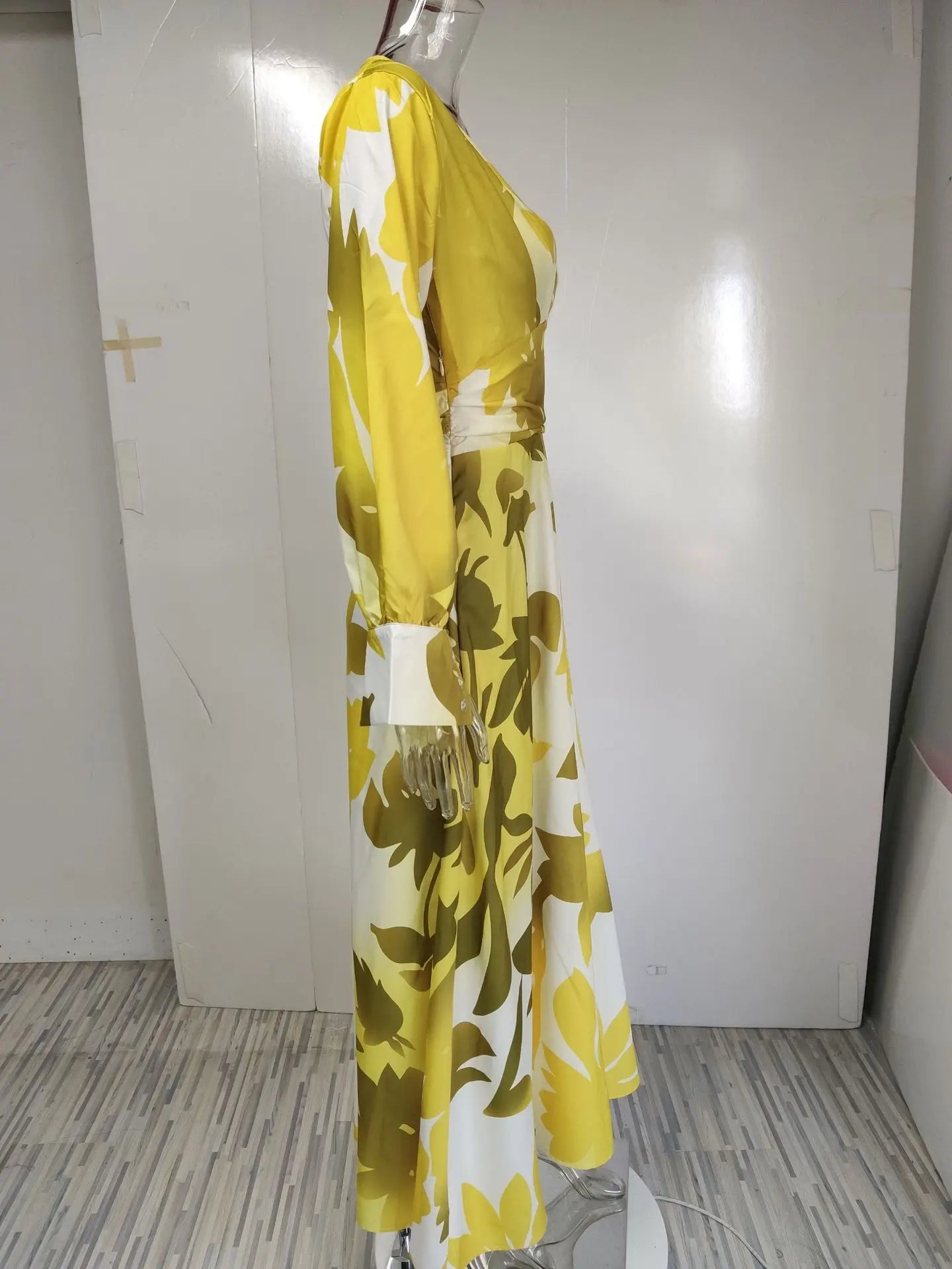 Dress Women spring/summer v-neck floral printing long lantern sleeve fashion Dresses Casual Vestidos dropshipping GHH21553