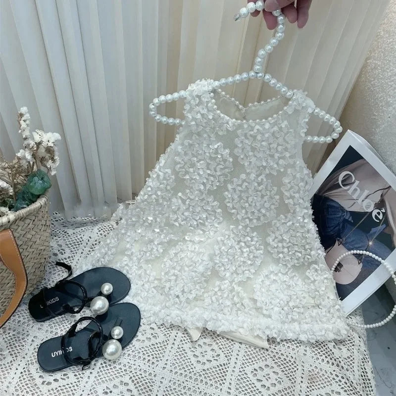 Fashion Girl Princess Floral Lace Dress Infant Toddler Vintage Vestido Sleeveless Party Wedding Birthday Baby Clothes 1-10Y