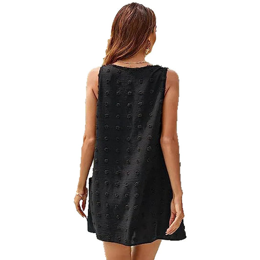 2024 PLUS SIZE Summer Chiffon Vest Jacquard ball Shoulder Dress Spot