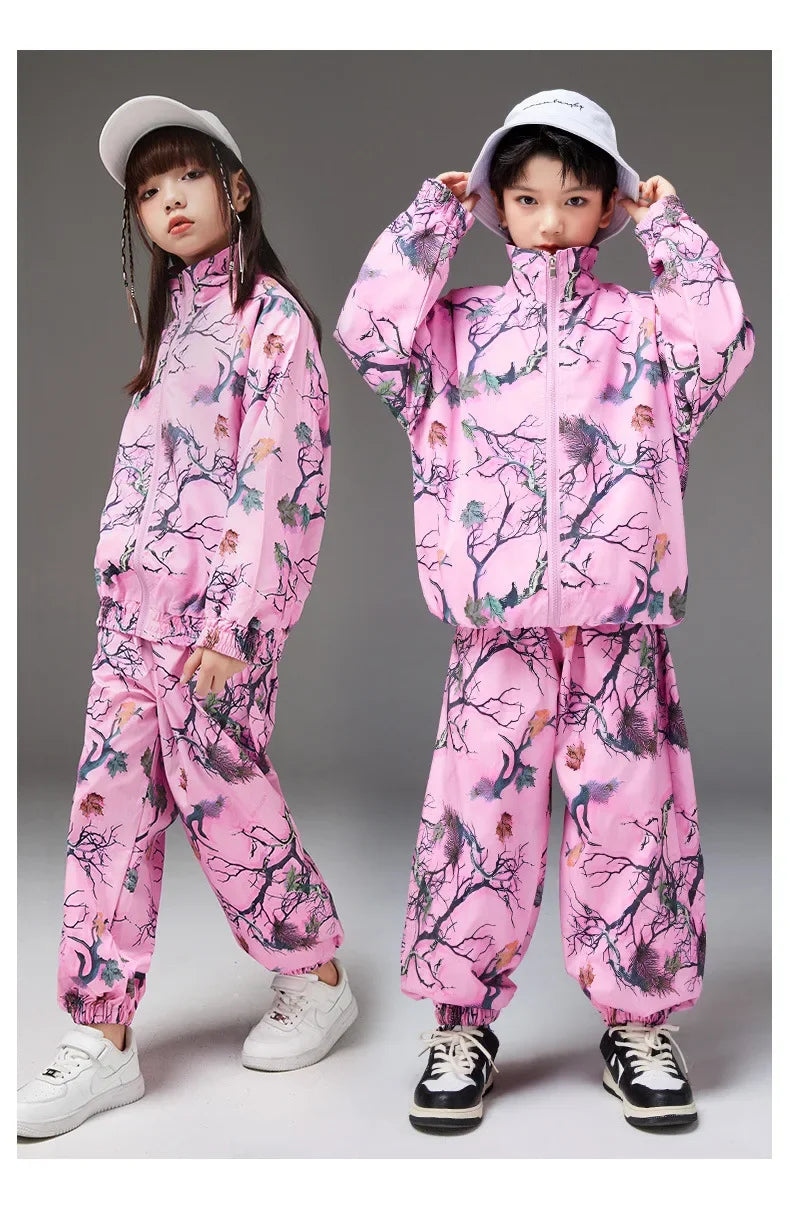 School Teens Boys Dance Performance Outfits Set Fashion Printing Group Catwalk Costumes 6 To 16 Years Girls Clothes Casual Suits