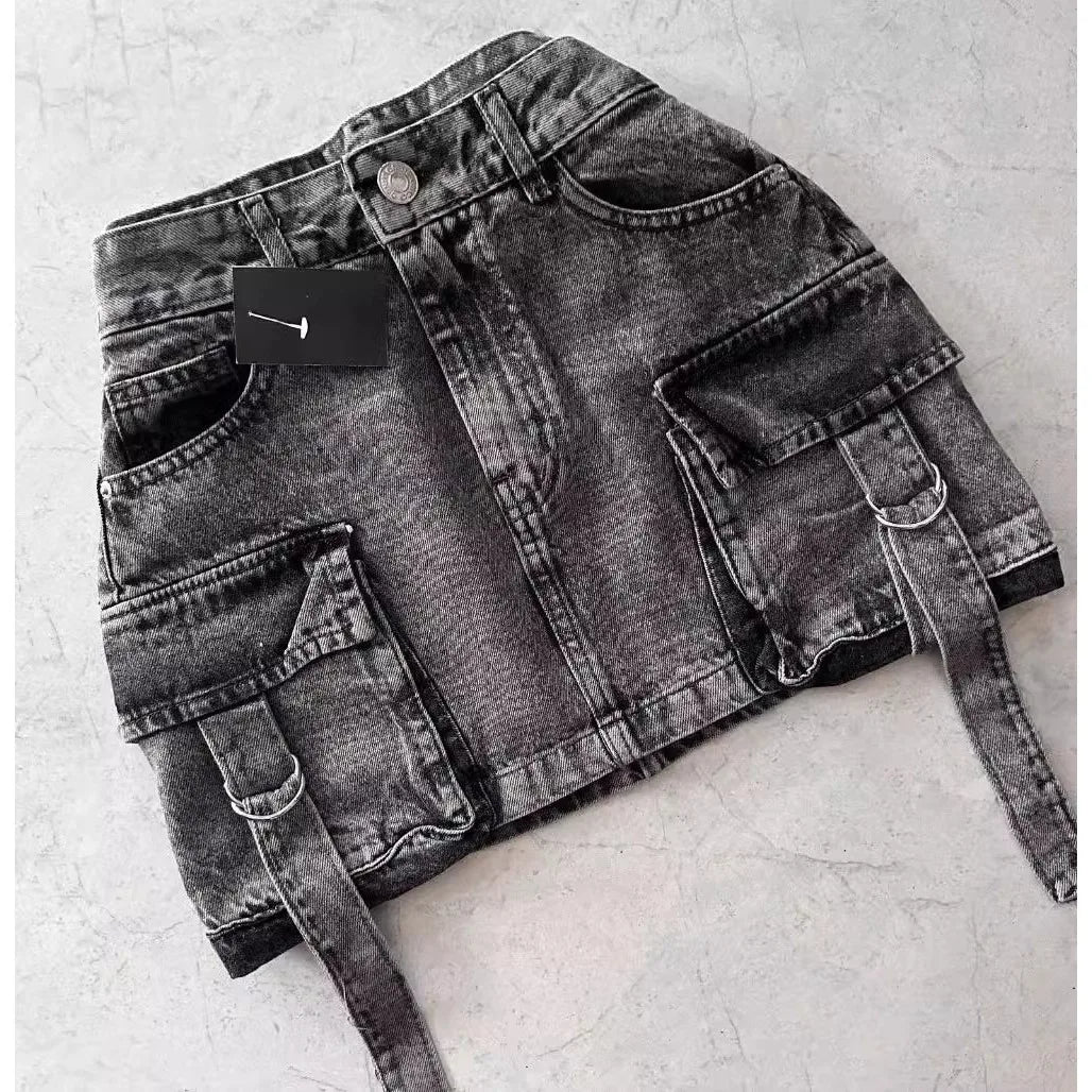 Skirts Women Sexy Short Skirt Slim Fit Casual Regular Jeans Elegant Splice Denim High Waist Hip Wrap A Line Pockets Summer