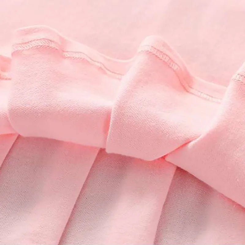 Summer Dress for Kids Cute Solid Color Girls Dresses Short Sleeve Cotton Soft Children Clothes Toddler Student Uniform Dress