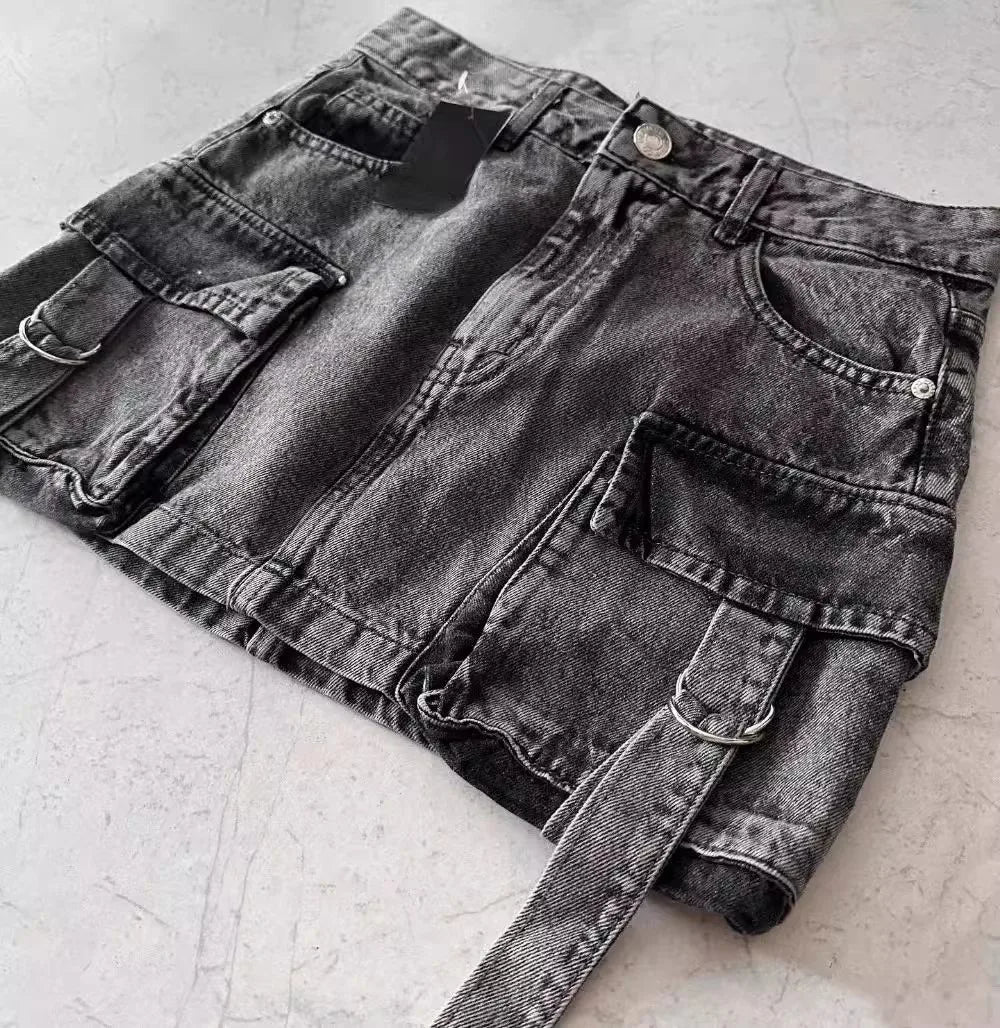Skirts Women Sexy Short Skirt Slim Fit Casual Regular Jeans Elegant Splice Denim High Waist Hip Wrap A Line Pockets Summer