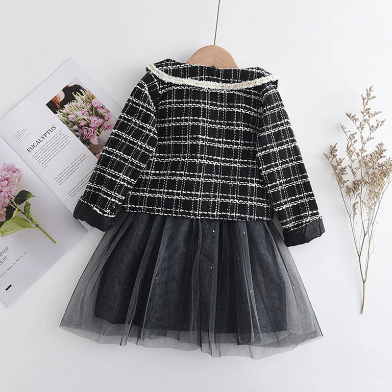 Bear Leader Fashion Kids Girls Princess 2pcs Clothes Set Autumn Winter Children Coat Outwear+Skirts Vintage Outfits Suit 2-12Y