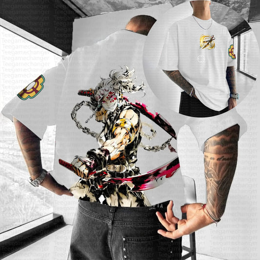 Teegamechanger Demon Slayer Kimetsu No Yaiba Anime Graphic Print T Shirts for Men 2025 Summer Cotton Short Sleeve Tees