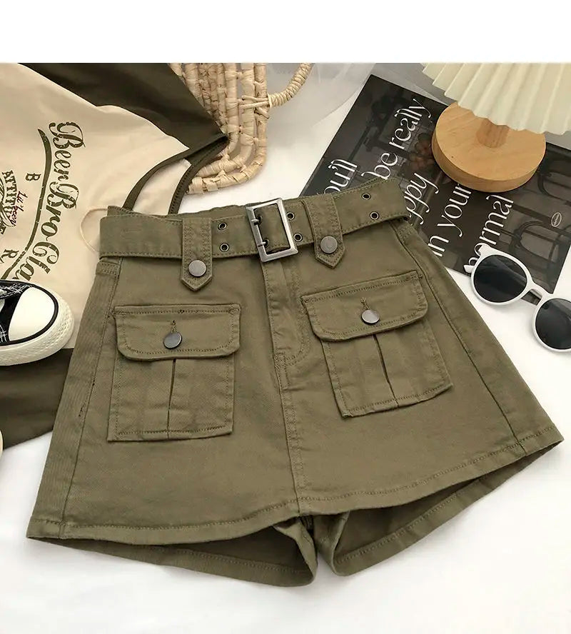 Cargo Mini Denim Skirts Women Multi Pockets Streetwear Personal Cool Teens Youth European Hipsters High Waisted Designer Skirt
