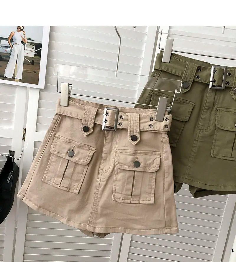 Cargo Mini Denim Skirts Women Multi Pockets Streetwear Personal Cool Teens Youth European Hipsters High Waisted Designer Skirt