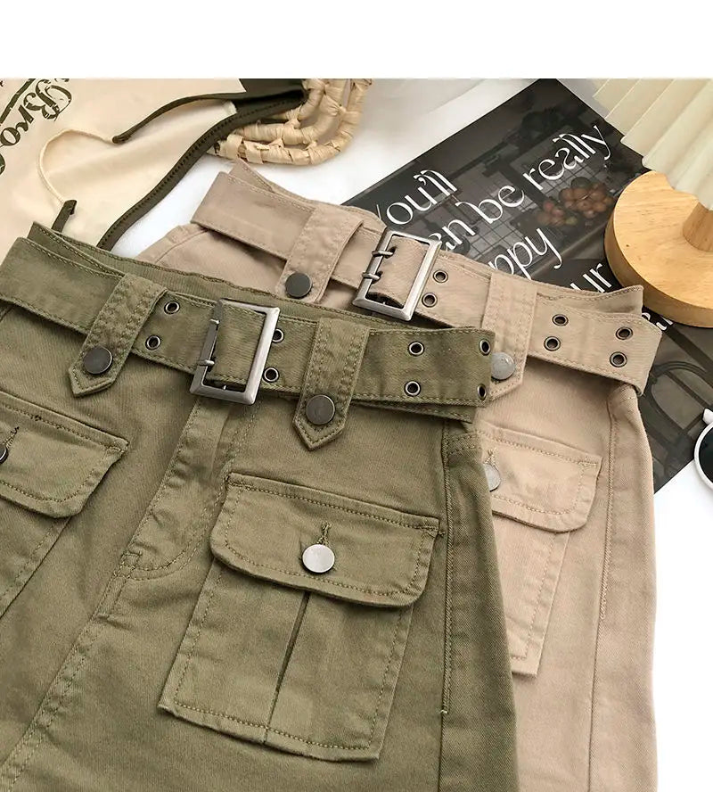 Cargo Mini Denim Skirts Women Multi Pockets Streetwear Personal Cool Teens Youth European Hipsters High Waisted Designer Skirt