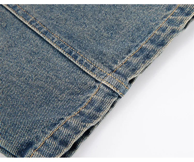 Elegant Children Vintage Blue Baggy Curved Jeans for Teenage Boy Fashion Casual Wide Leg Denim Pants Kids Loose Jeans Trousers