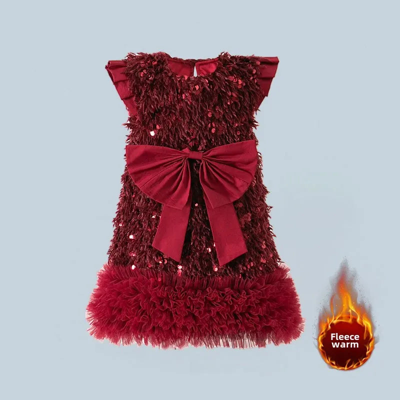 Baby Girls TUTU Dress Kids Children Vest Dress Bow Sequins Sleeveless Casual Dresses Spring Autumn Clothes 2-6 Years  L392/L429