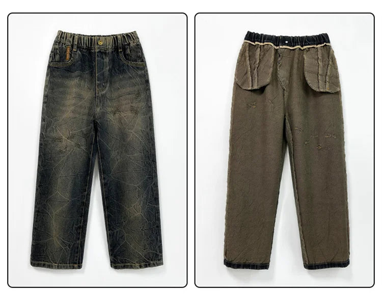 New Design Kids Stylish Jeans For Boys Fashion Street Trousers Children Trendy Denim Pants Age 5 6 7 8 9 10 11 12 13 14 Years
