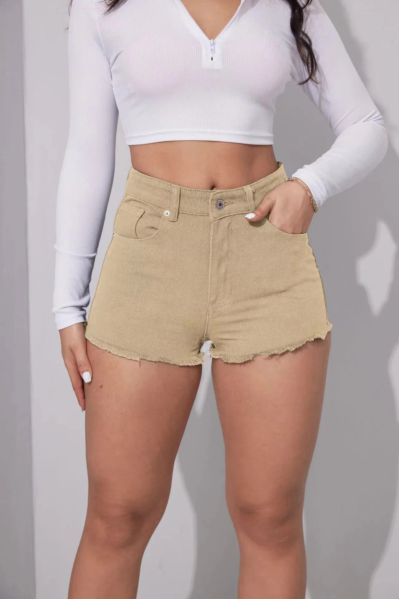 Shorts Women Jeans 2025 Summer Streetwear Embroidery Short Pants Rivet Skinny Mid Waist Distressed Washed Straight Denims