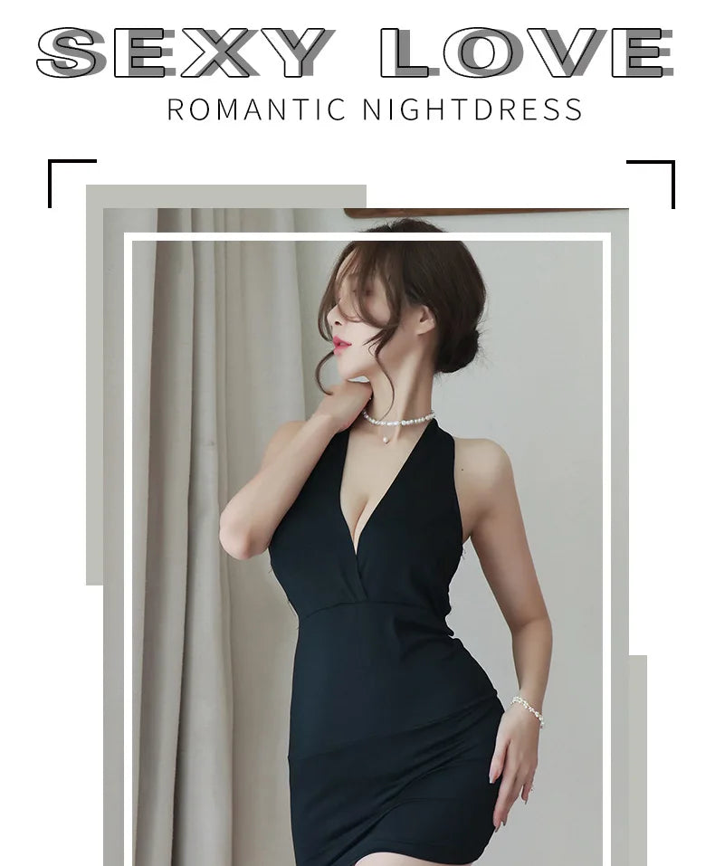 Hot Dress Women's sexy strapping uniform seductive nightclub attire secretary attire OL attire Summer clothes Woman party dress