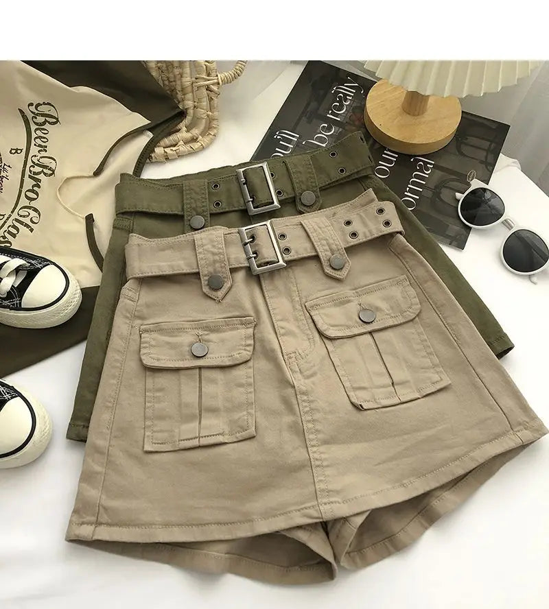 Cargo Mini Denim Skirts Women Multi Pockets Streetwear Personal Cool Teens Youth European Hipsters High Waisted Designer Skirt