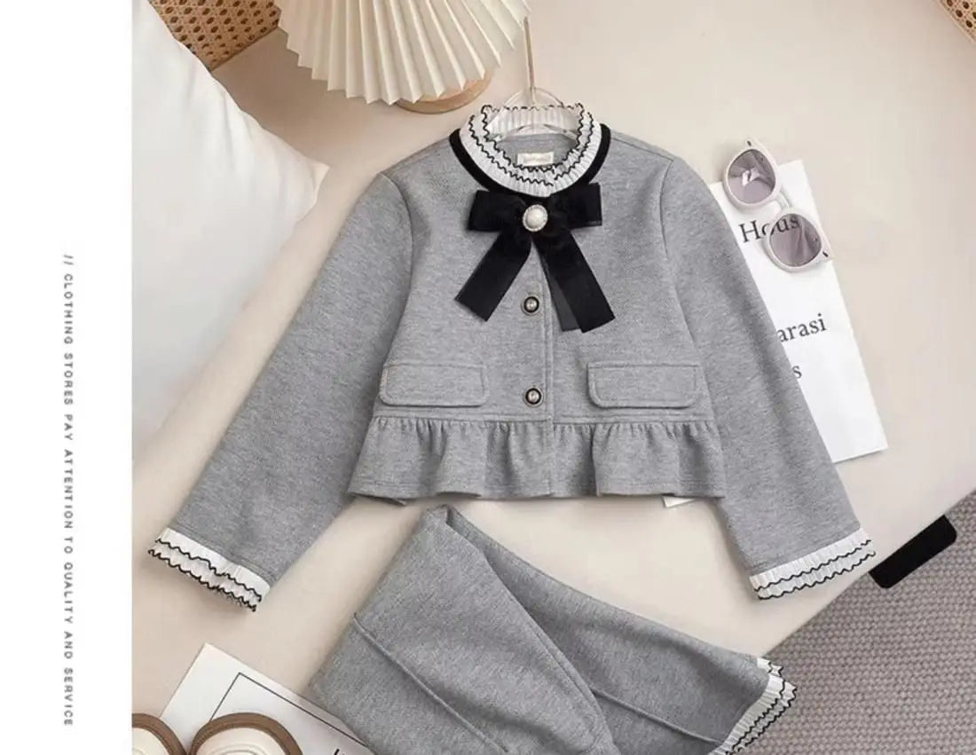 Teen Girls Clothing Sets Toddler Baby Girls Cotton Full Length Clothes Outfit Kids Suit Clothes Knit Coat + Pants Comfortable