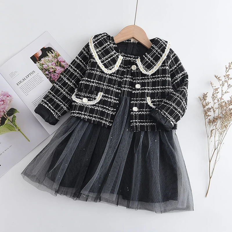 Bear Leader Fashion Kids Girls Princess 2pcs Clothes Set Autumn Winter Children Coat Outwear+Skirts Vintage Outfits Suit 2-12Y