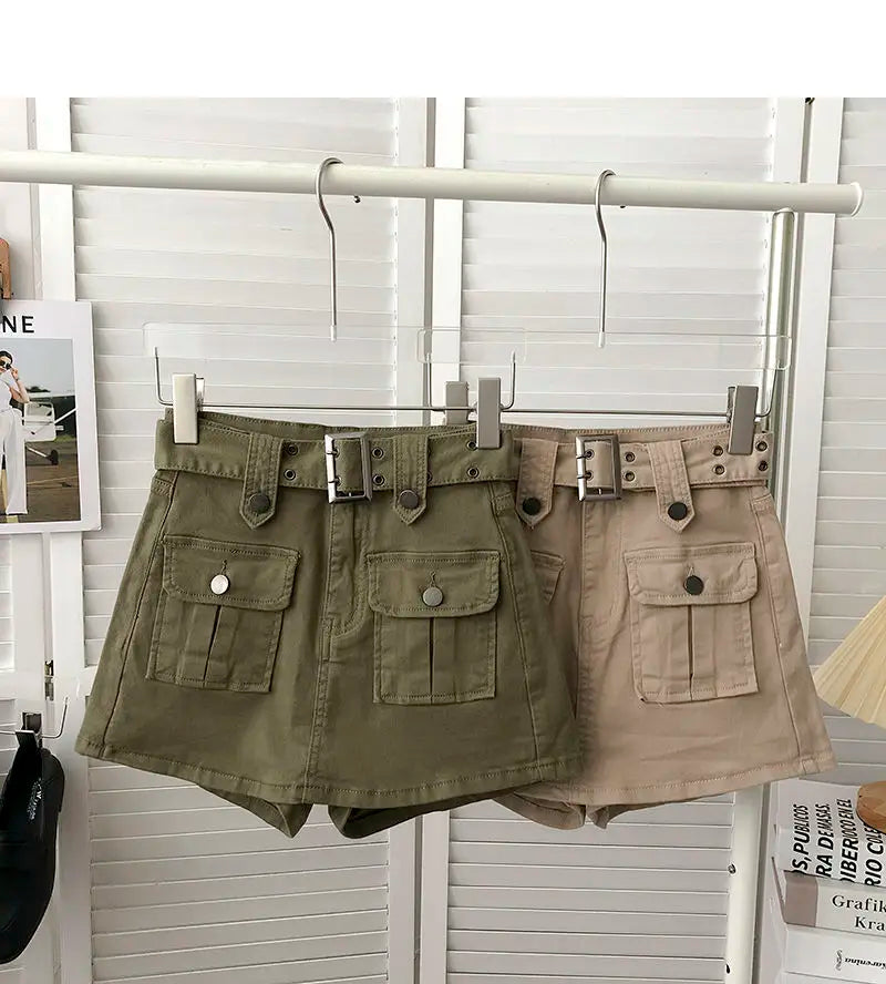 Cargo Mini Denim Skirts Women Multi Pockets Streetwear Personal Cool Teens Youth European Hipsters High Waisted Designer Skirt