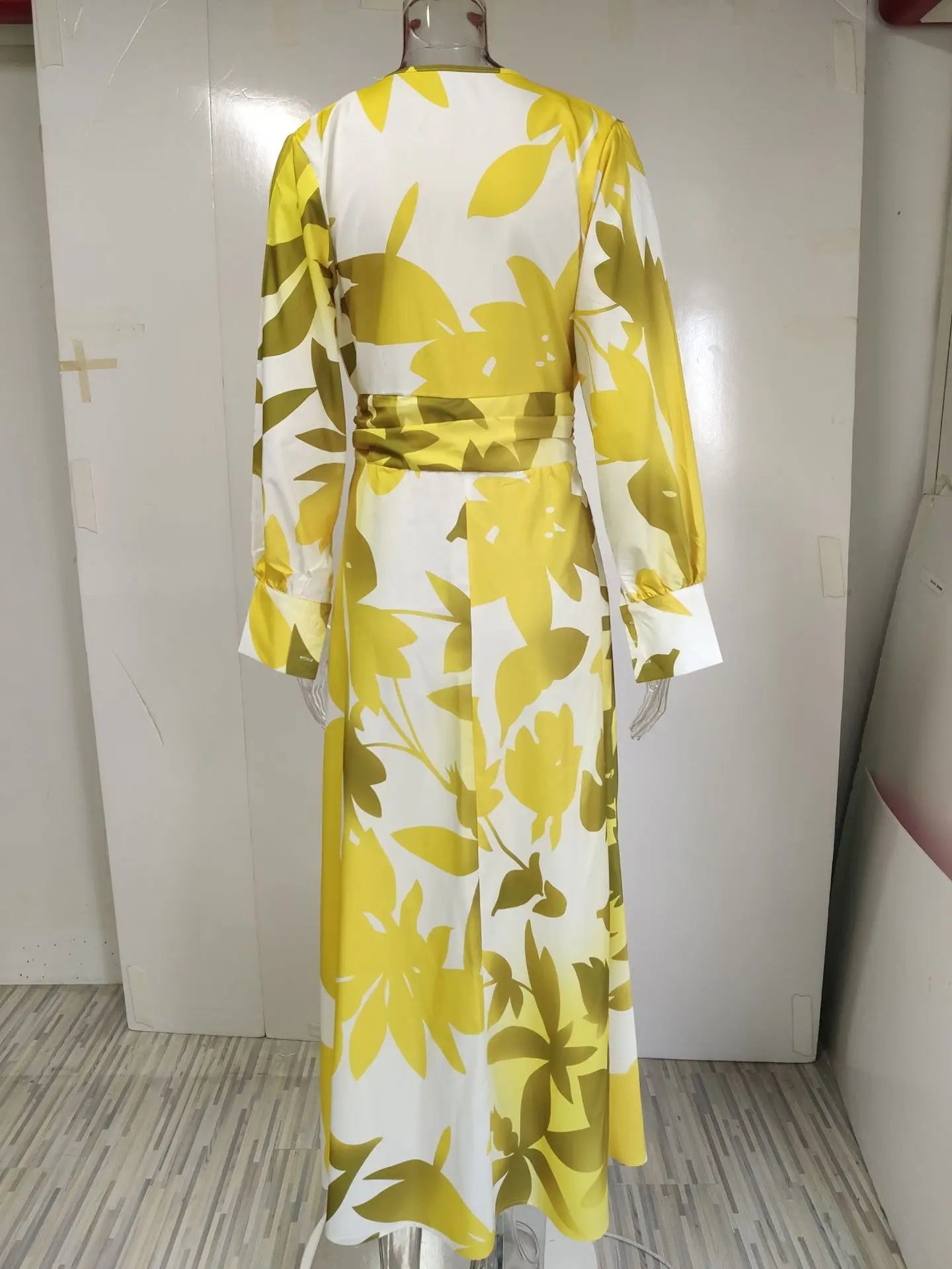Dress Women spring/summer v-neck floral printing long lantern sleeve fashion Dresses Casual Vestidos dropshipping GHH21553