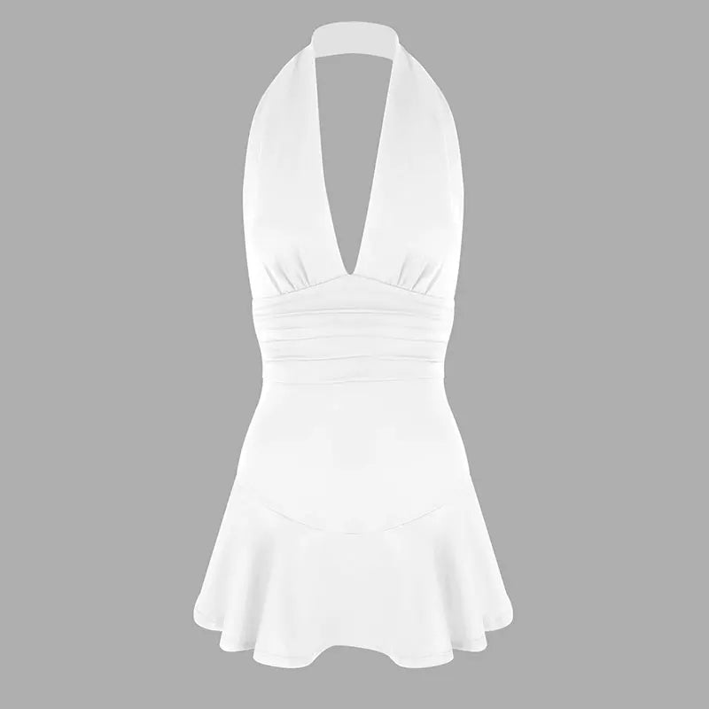 Summer Black Sexy Women's Dresses Streetwear Fashion Club Party Halter Dress Elegant Lady Sexy Backless V-neck Low Chest Dresses