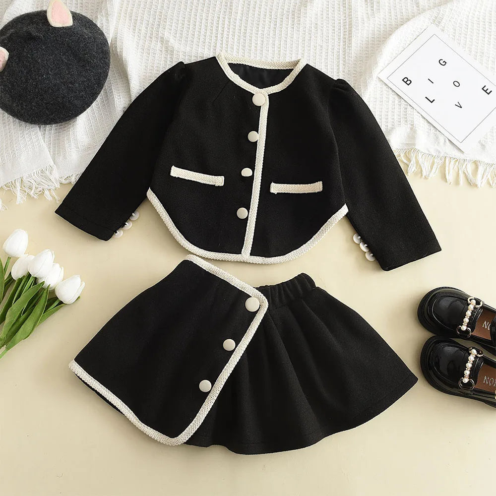 Bear Leader Fashion Kids Girls Princess 2pcs Clothes Set Autumn Winter Children Coat Outwear+Skirts Vintage Outfits Suit 2-12Y