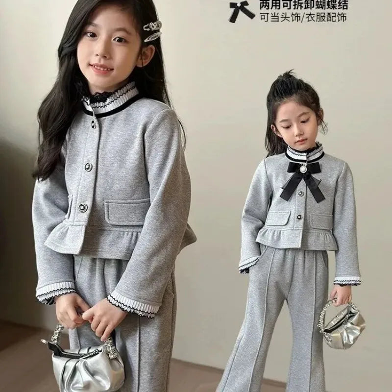 Teen Girls Clothing Sets Toddler Baby Girls Cotton Full Length Clothes Outfit Kids Suit Clothes Knit Coat + Pants Comfortable
