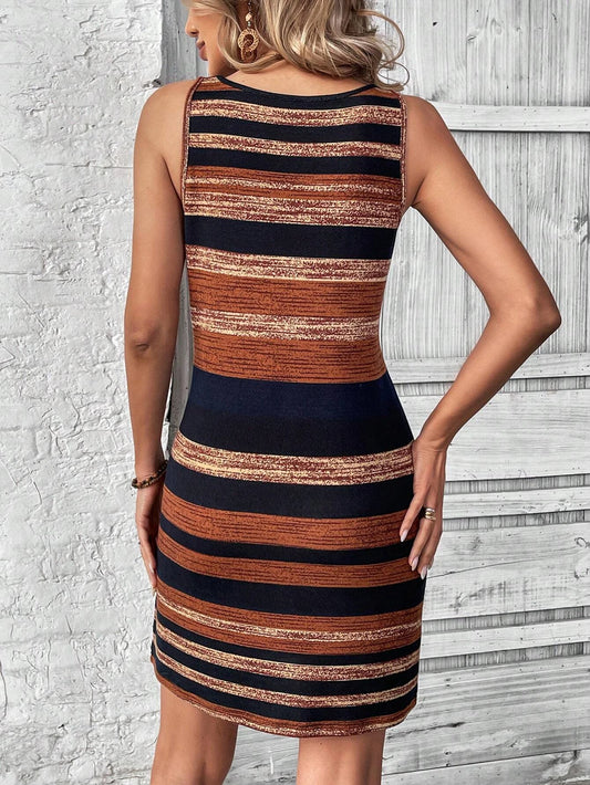 Athleisure Sport Women's O-Neck A-Line Sleeveless Dress Rainbow & Colorful Print Dresses Woman Summer Y2k Ladies Clothes Tee Top