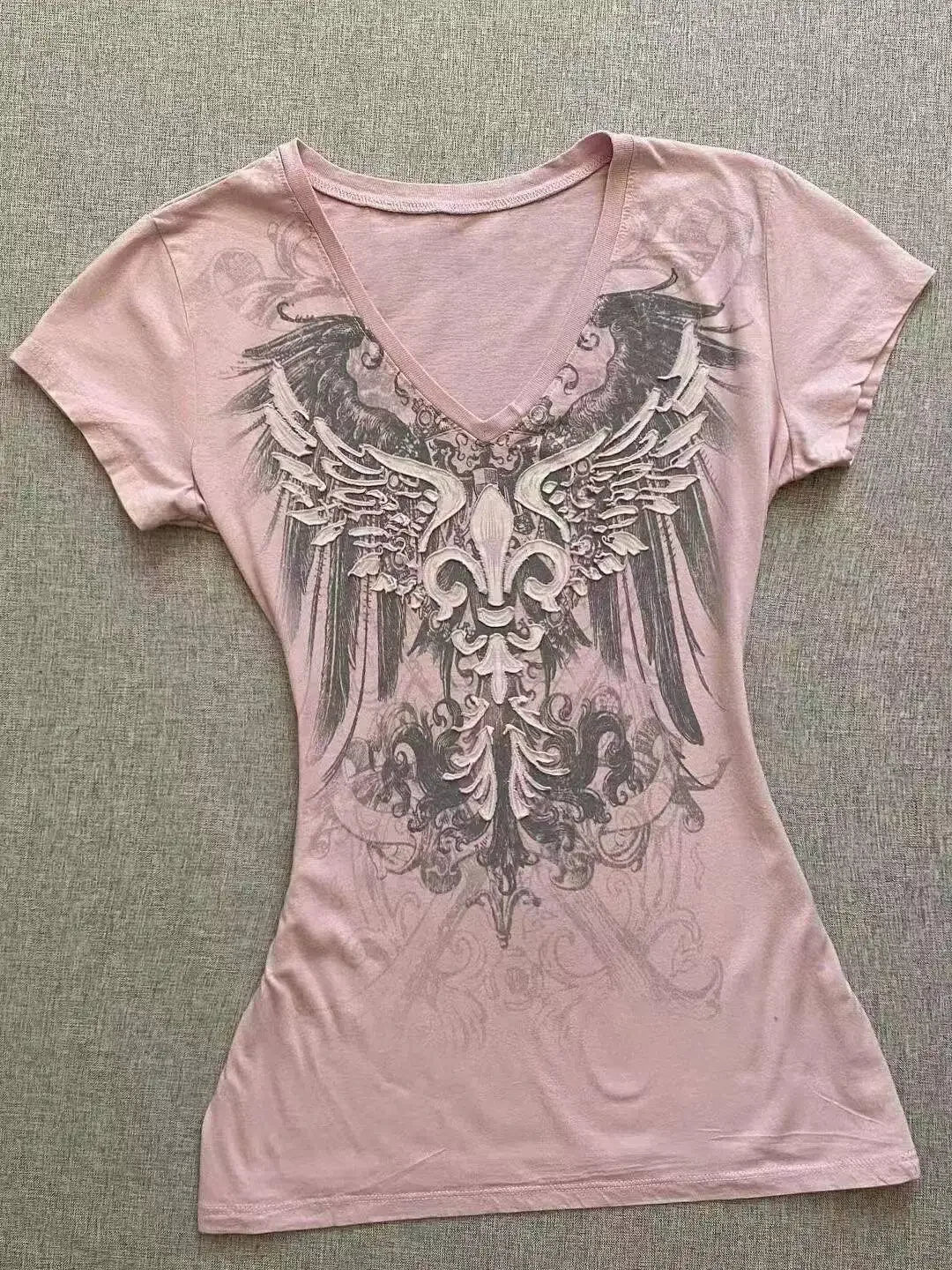Y2k Aesthetic Flower Printing Women Grunge T-shirts Vintage Slim Harajuku Causal Black Tshirts 2025 Summer Bottoming Crop Tops