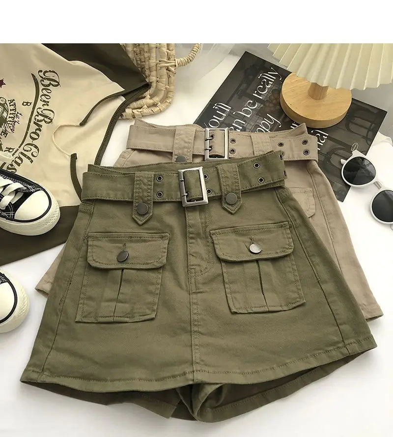 Cargo Mini Denim Skirts Women Multi Pockets Streetwear Personal Cool Teens Youth European Hipsters High Waisted Designer Skirt