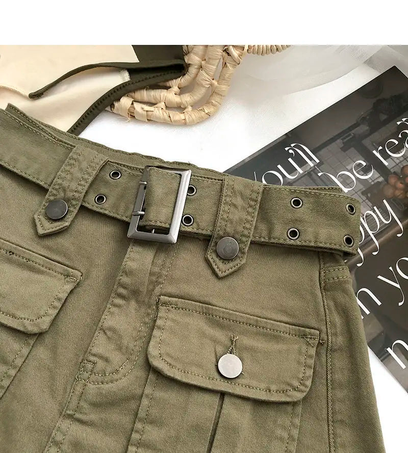 Cargo Mini Denim Skirts Women Multi Pockets Streetwear Personal Cool Teens Youth European Hipsters High Waisted Designer Skirt