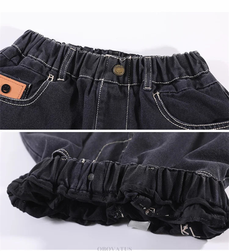 2025 New Summer Kids Designer Gradient Black Denim Shorts Tweens Boy Casual Straight Jeans Shorts For Child Age 5 6 8 10 12 14 T