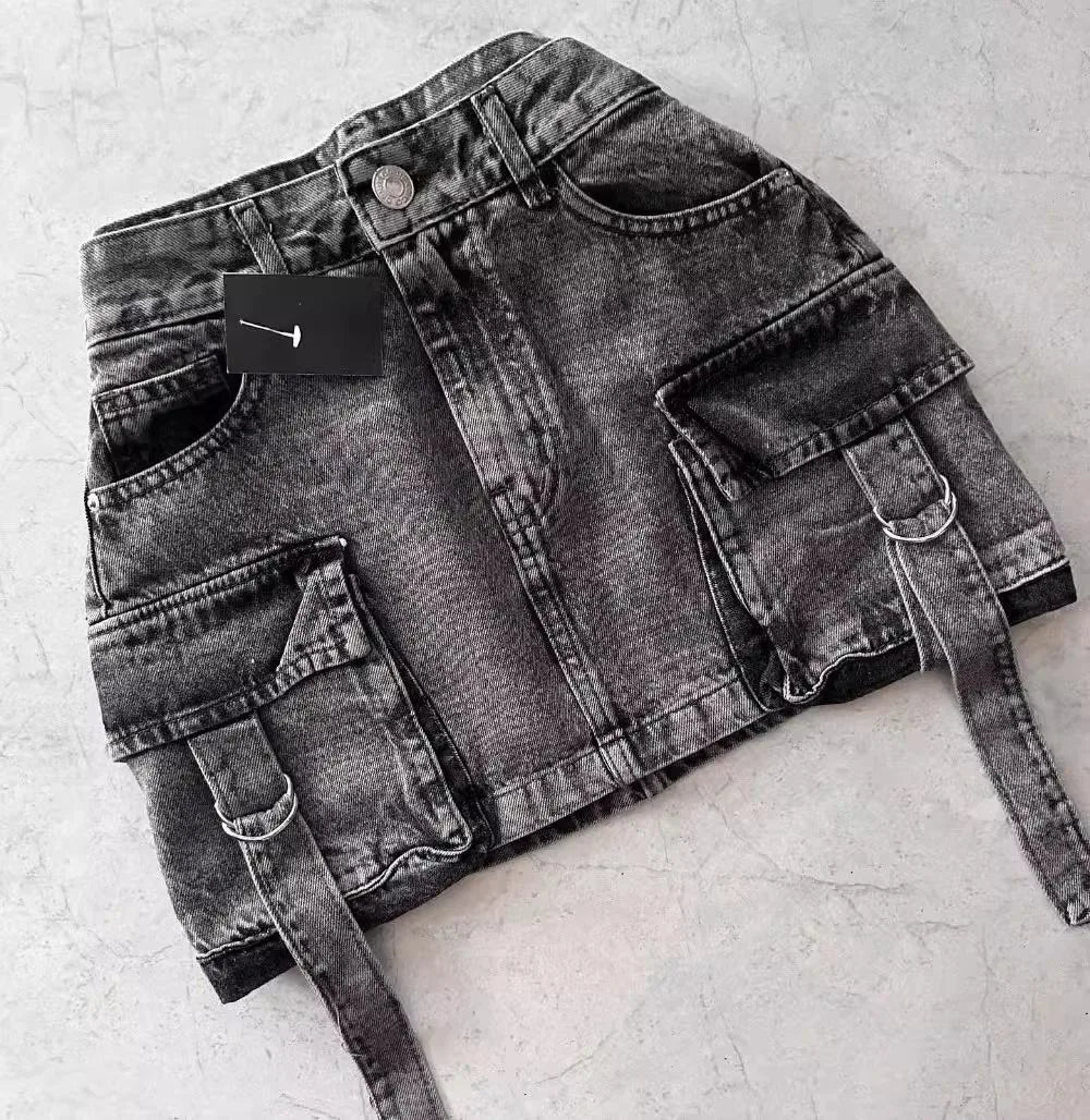Skirts Women Sexy Short Skirt Slim Fit Casual Regular Jeans Elegant Splice Denim High Waist Hip Wrap A Line Pockets Summer
