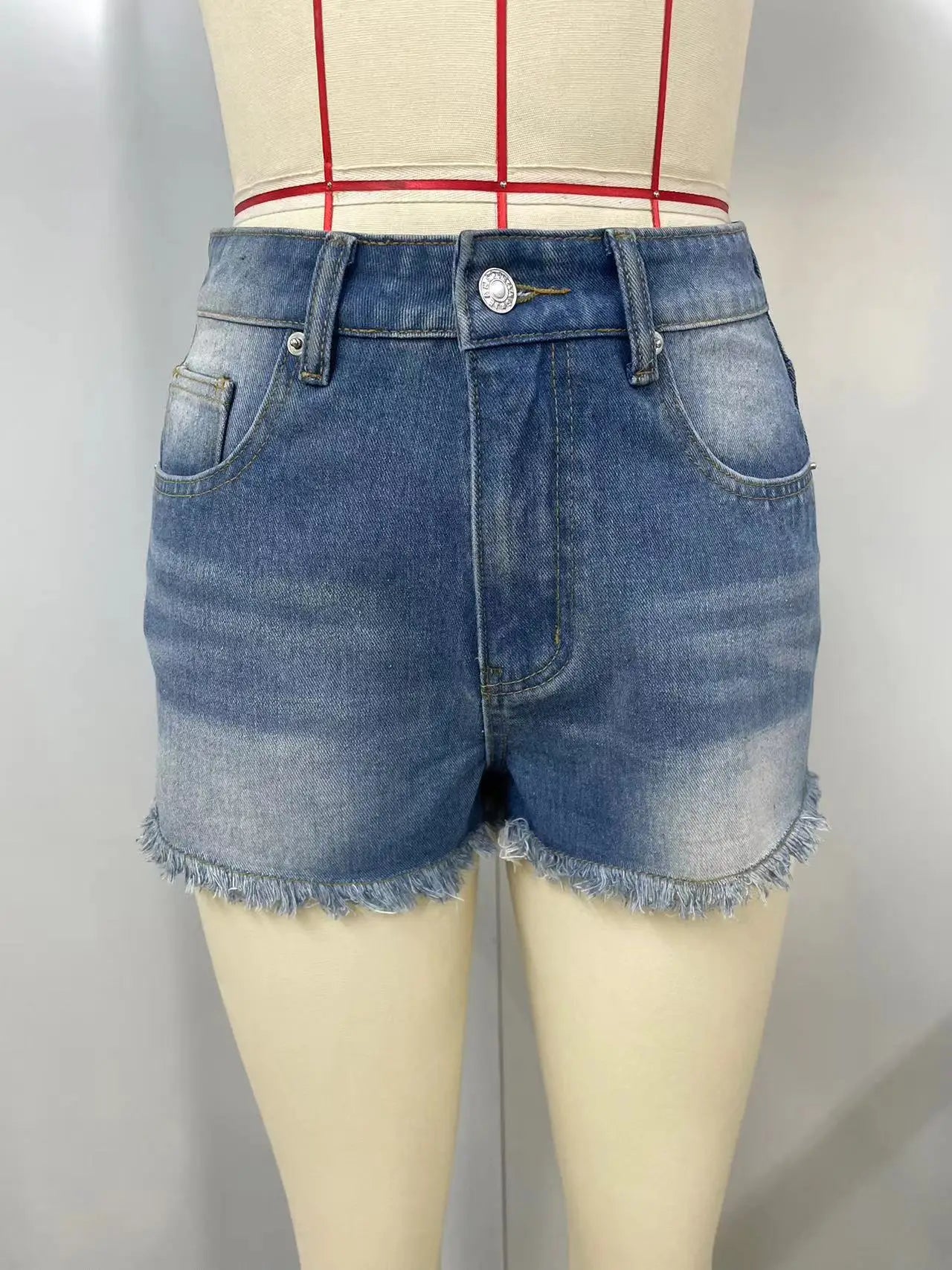 Shorts Women Jeans 2025 Summer Streetwear Embroidery Short Pants Rivet Skinny Mid Waist Distressed Washed Straight Denims