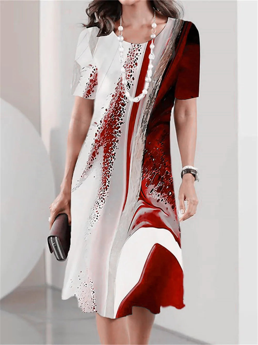 Elegant Fashion Tie-dye Style Women Mini Dress Short Sleeve 3D Printed Gradient Street Ladies Dress 3XL Plus Size Casual Dress