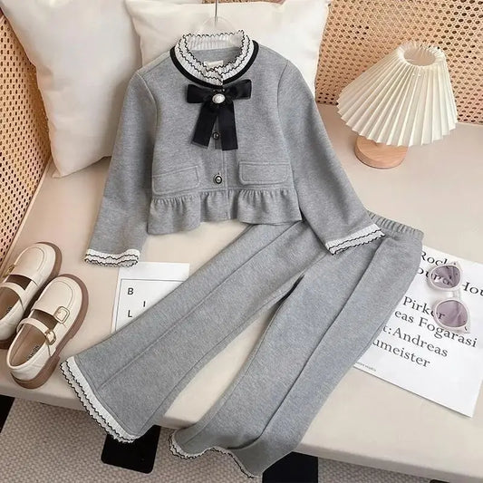 Teen Girls Clothing Sets Toddler Baby Girls Cotton Full Length Clothes Outfit Kids Suit Clothes Knit Coat + Pants Comfortable